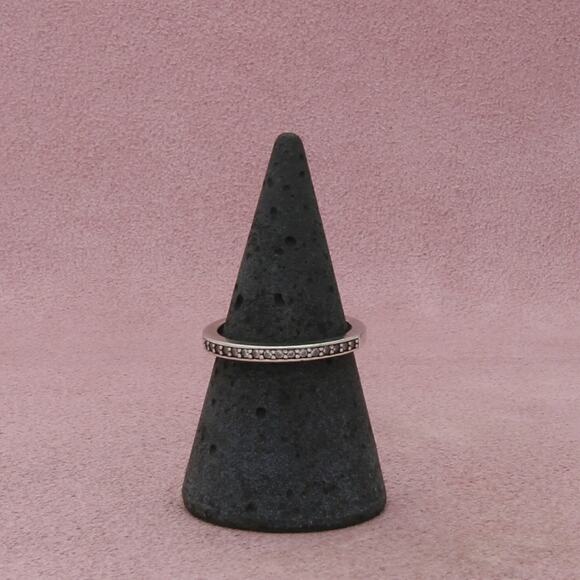 Sterling Jewelry - sterling silver dainty cz stack band ring size 7